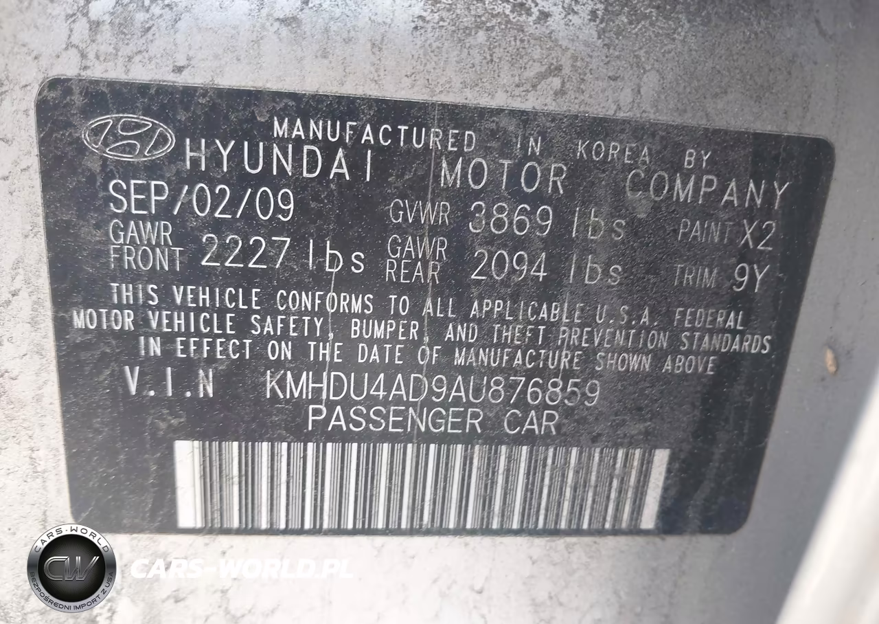 2010 Hyundai Elantra Gls VIN:KMHDU4AD9AU876859 - 9
