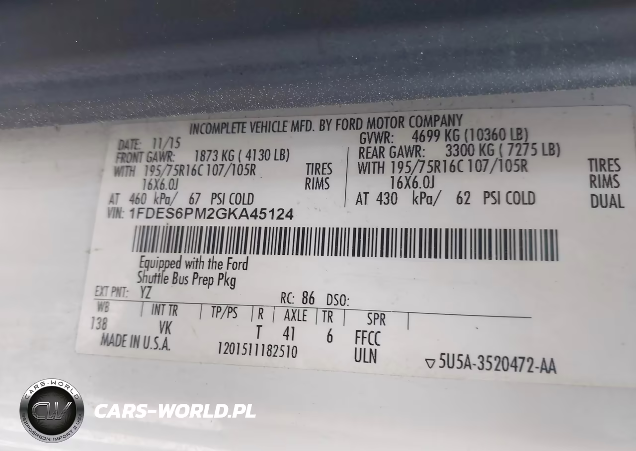 2016 Ford Transit-350 Cutaway VIN:1FDES6PM2GKA45124 - 8