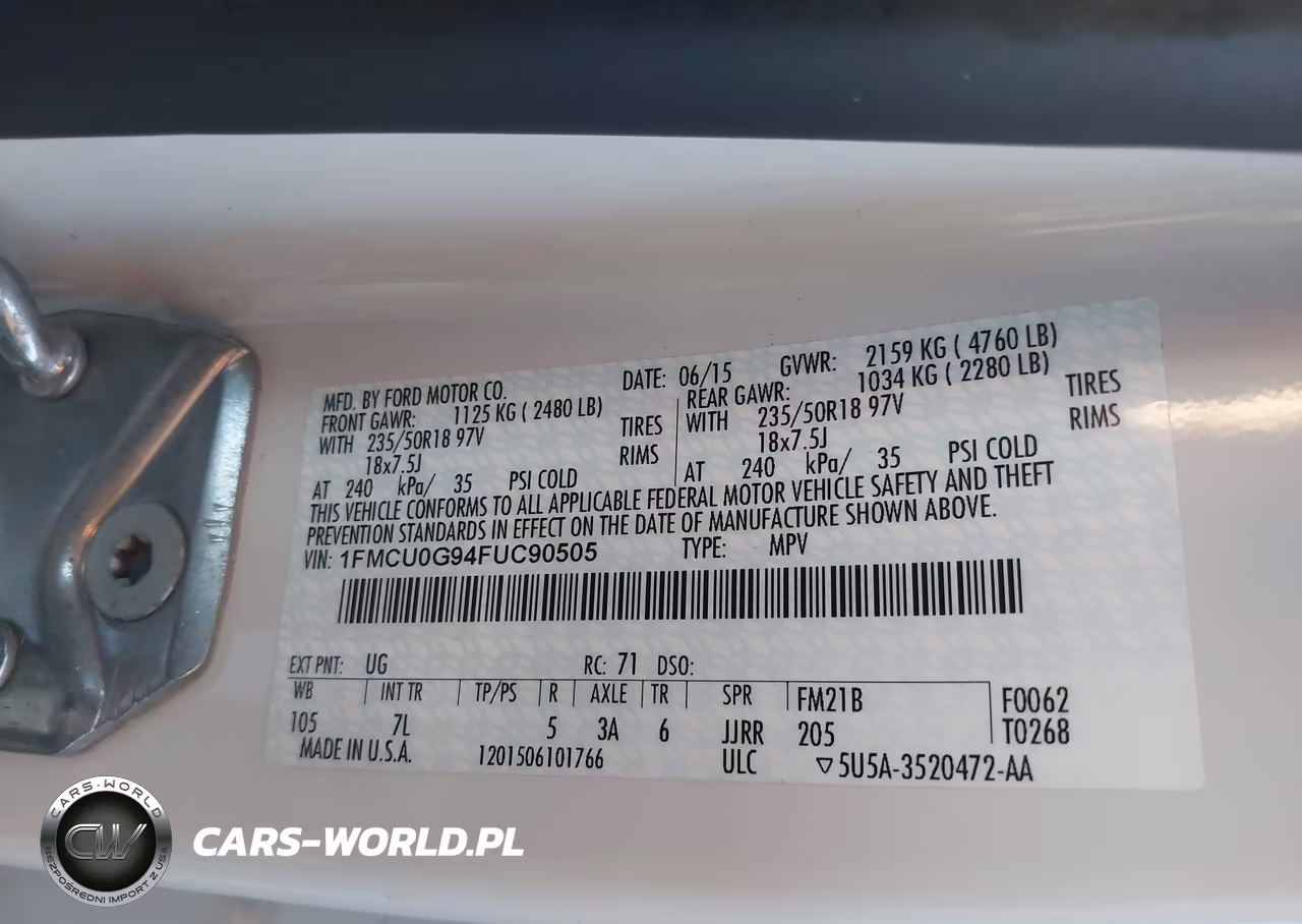 2015 Ford Escape Se VIN:1FMCU0G94FUC90505 - 9