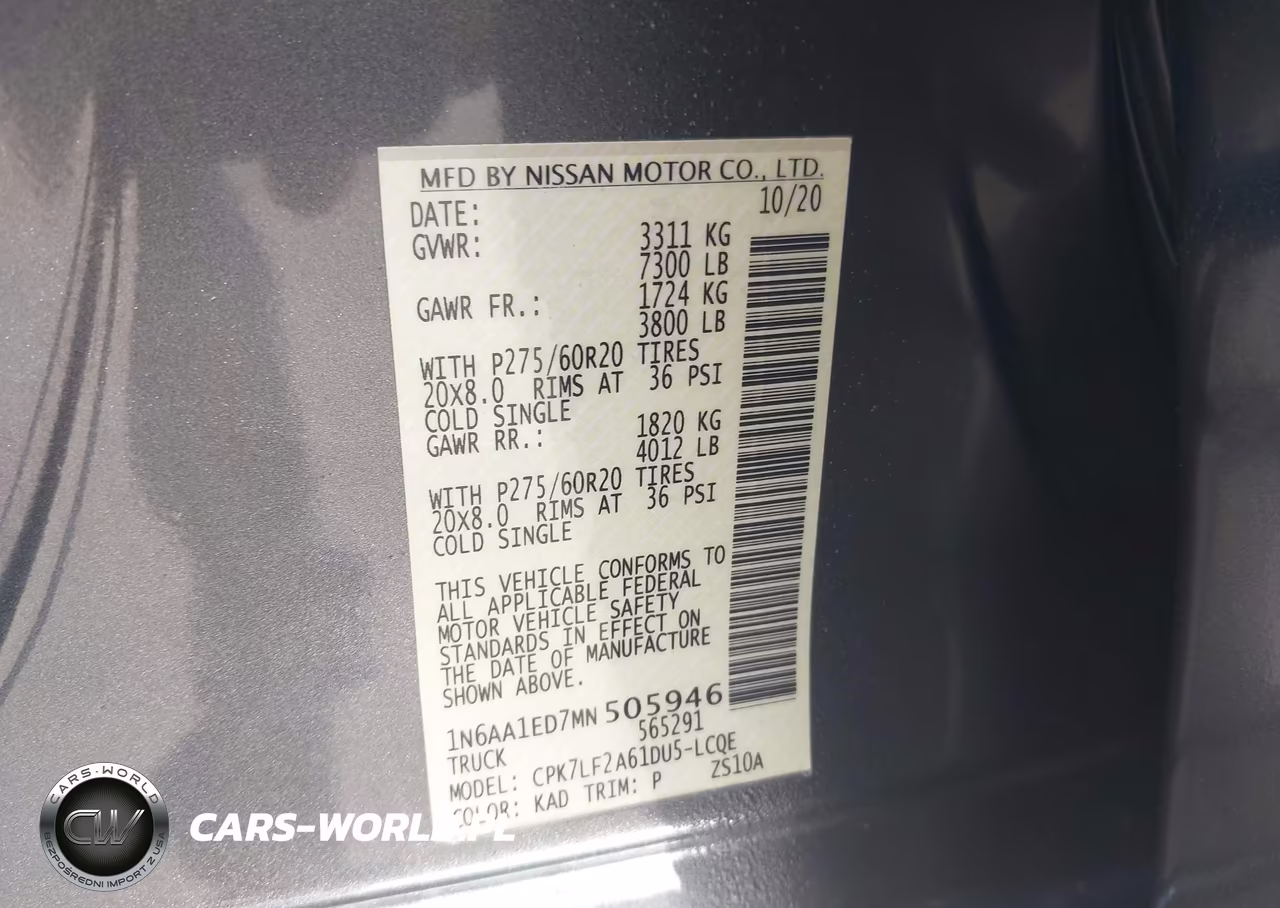 2021 Nissan Titan Platinum Reserve 4X4 VIN:1N6AA1ED7MN505946 - 9
