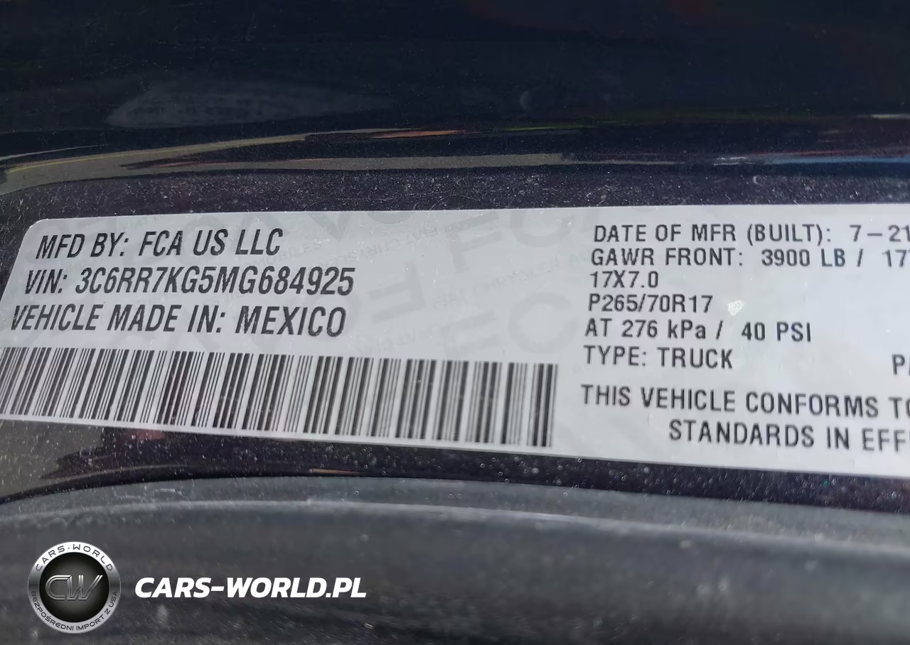 2021 Ram 1500 Classic Tradesman 4X4 5'7 Box VIN:3C6RR7KG5MG684925 - 9