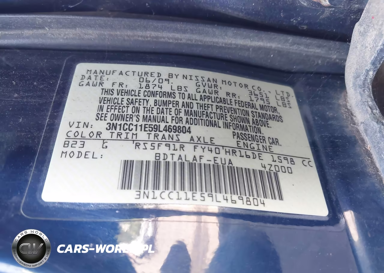 2009 Nissan Versa 1.6 Base VIN:3N1CC11E59L469804 - 9