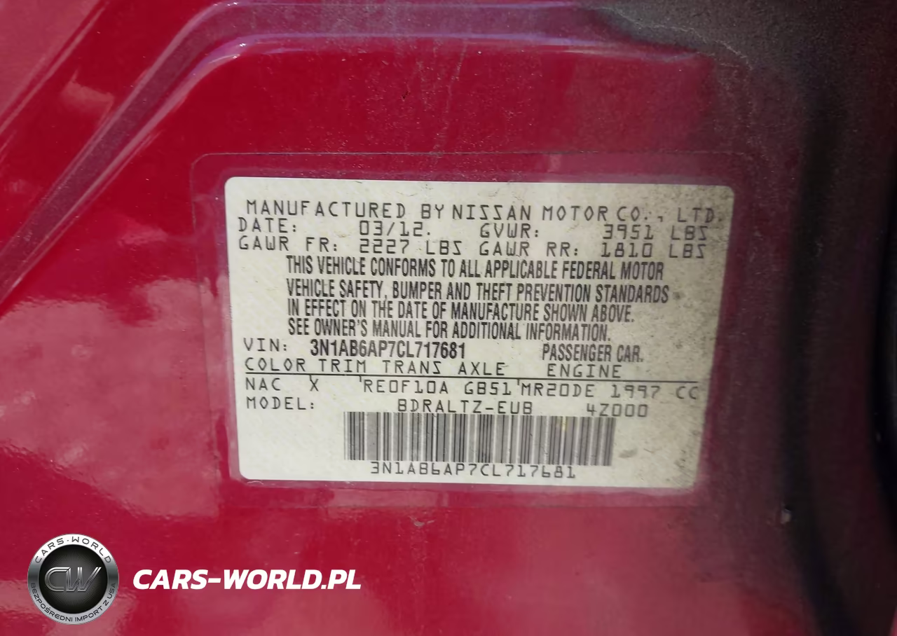 2012 Nissan Sentra 2.0 S VIN:3N1AB6AP7CL717681 - 9