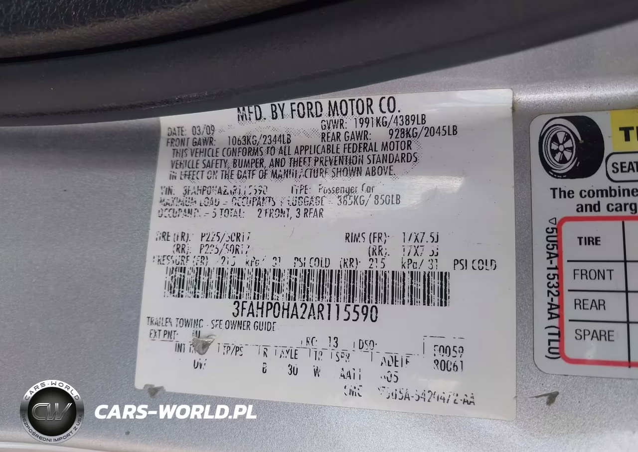 2010 Ford Fusion Se VIN:3FAHP0HA2AR115590 - 9