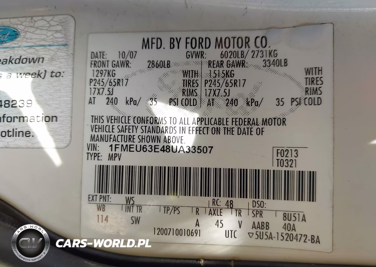 2008 Ford Explorer Xlt VIN:1FMEU63E48UA33507 - 9