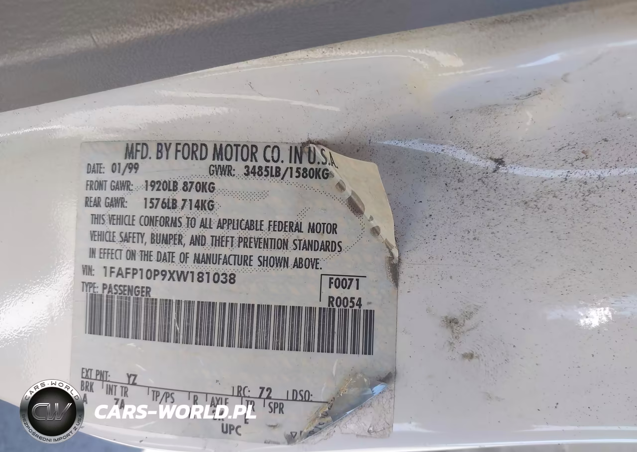 1999 Ford Escort Lx VIN:1FAFP10P9XW181038 - 9