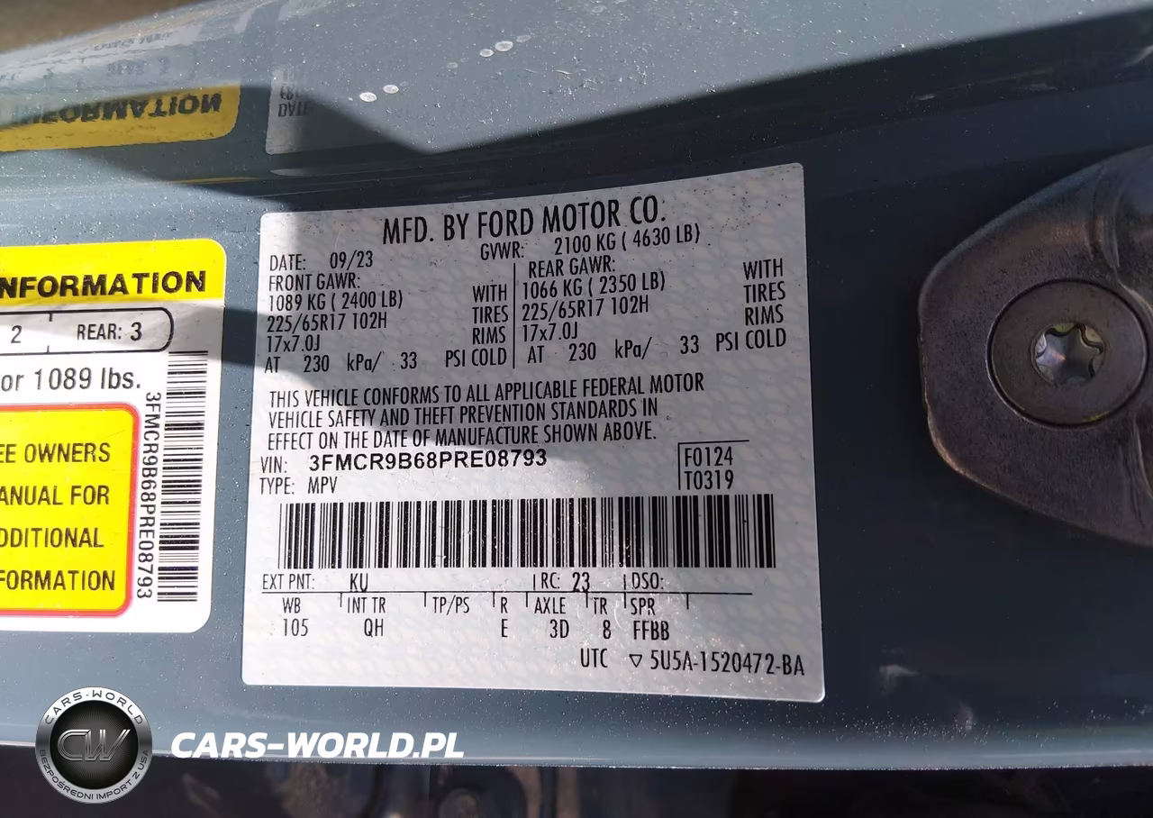 2023 Ford Bronco Sport Big Bend VIN:3FMCR9B68PRE08793 - 9