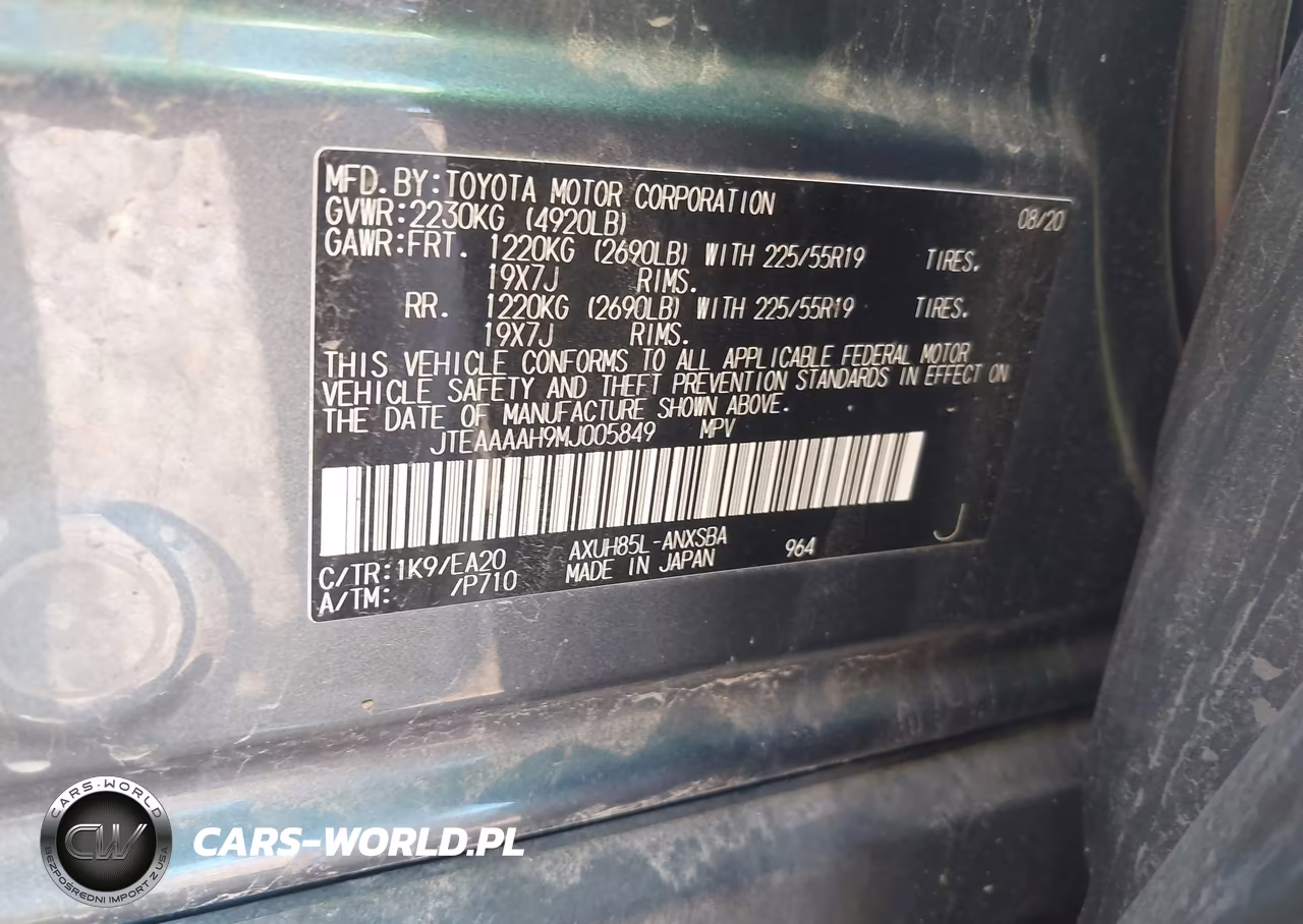 2021 Toyota Venza Limited VIN:JTEAAAAH9MJ005849 - 9