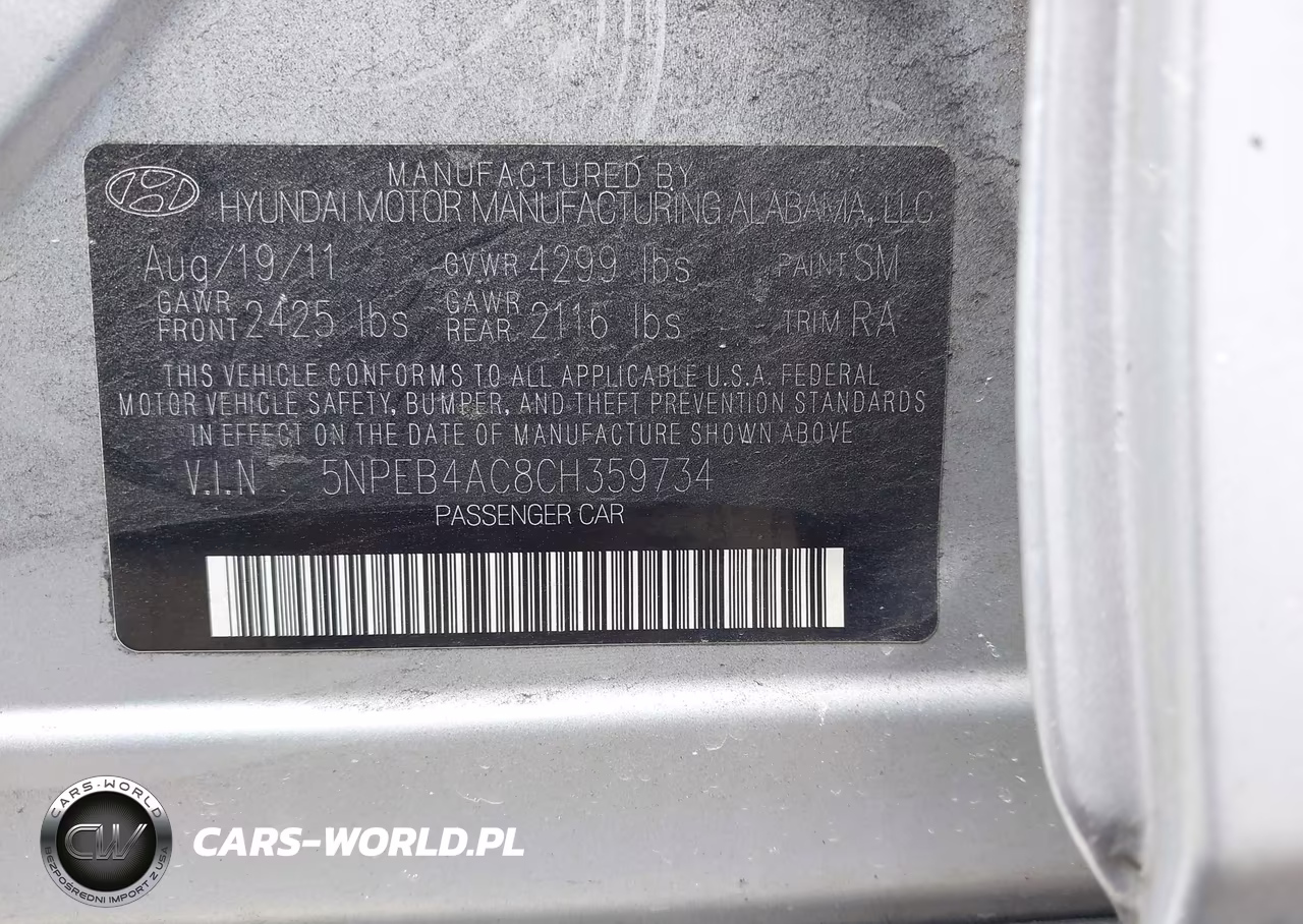 2012 Hyundai Sonata Gls VIN:5NPEB4AC8CH359734 - 9