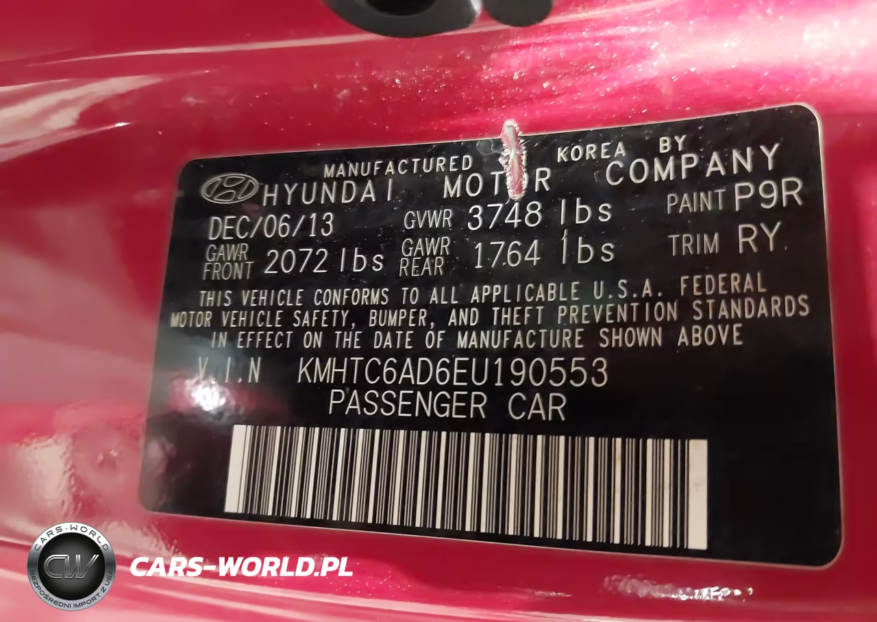 2014 Hyundai Veloster Base W-Red VIN:KMHTC6AD6EU190553 - 9