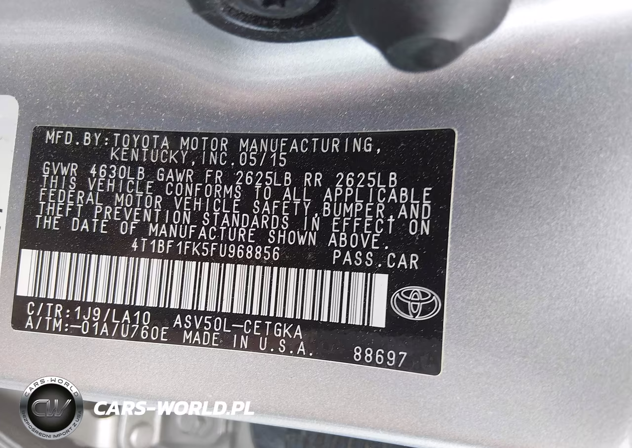 2015 Toyota Camry Xle VIN:4T1BF1FK5FU968856 - 9