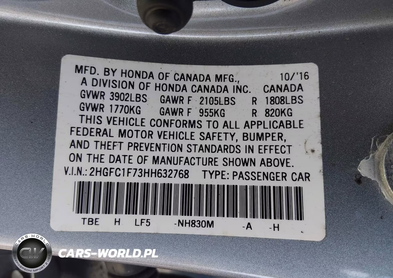 2017 Honda Civic Ex-L VIN:2HGFC1F73HH632768 - 9