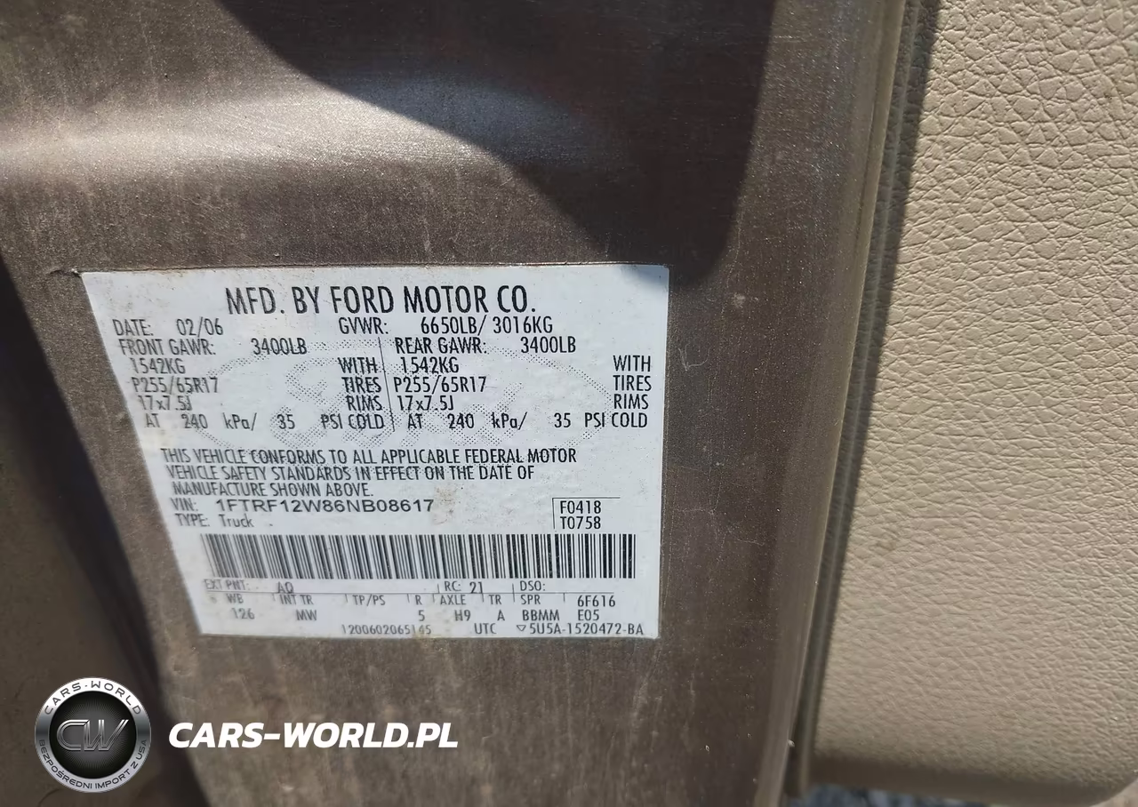 2006 Ford F-150 Stx-Xl-Xlt VIN:1FTRF12W86NB08617 - 9