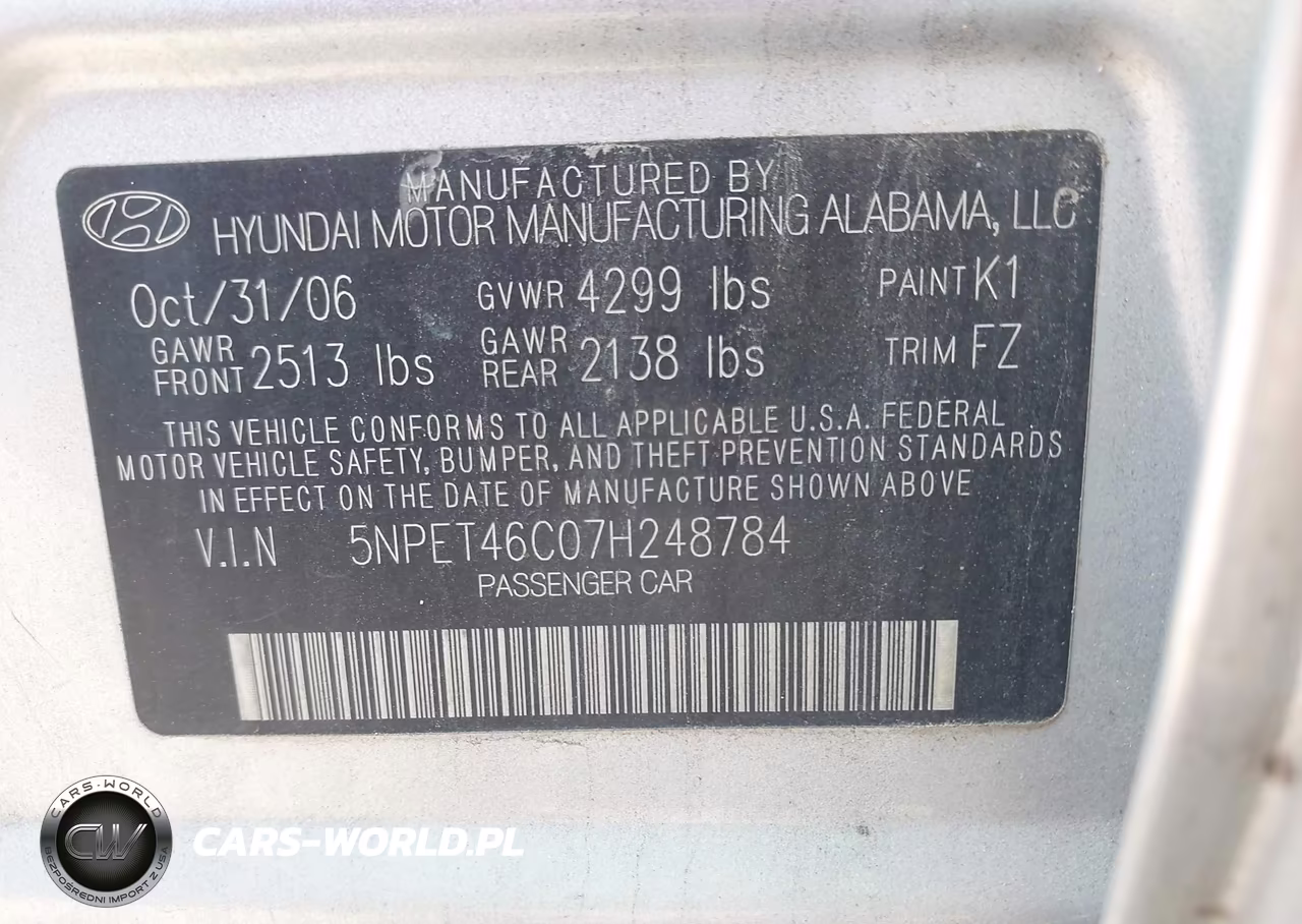 2007 Hyundai Sonata Gls-Gls W-Xm VIN:5NPET46C07H248784 - 9