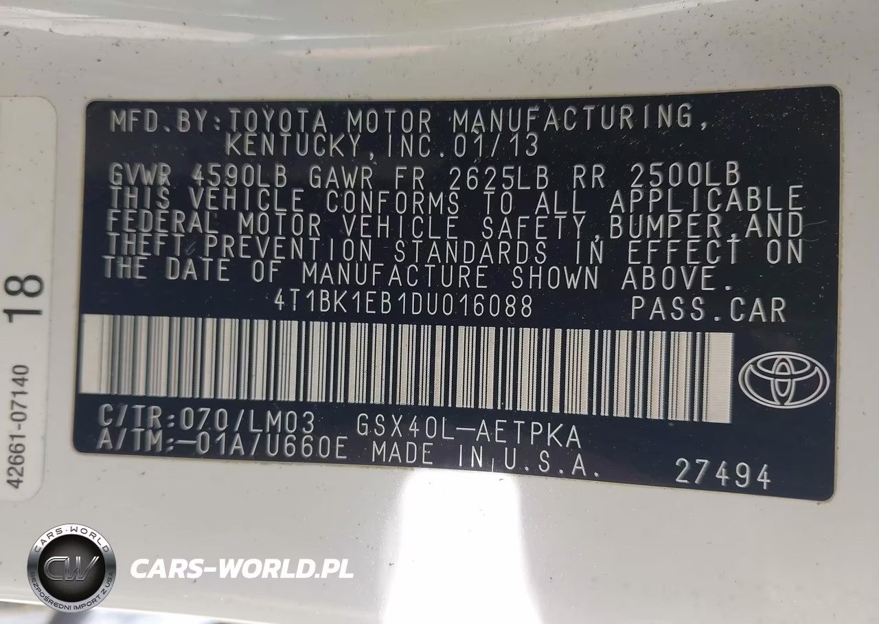 2013 Toyota Avalon Limited VIN:4T1BK1EB1DU016088 - 9
