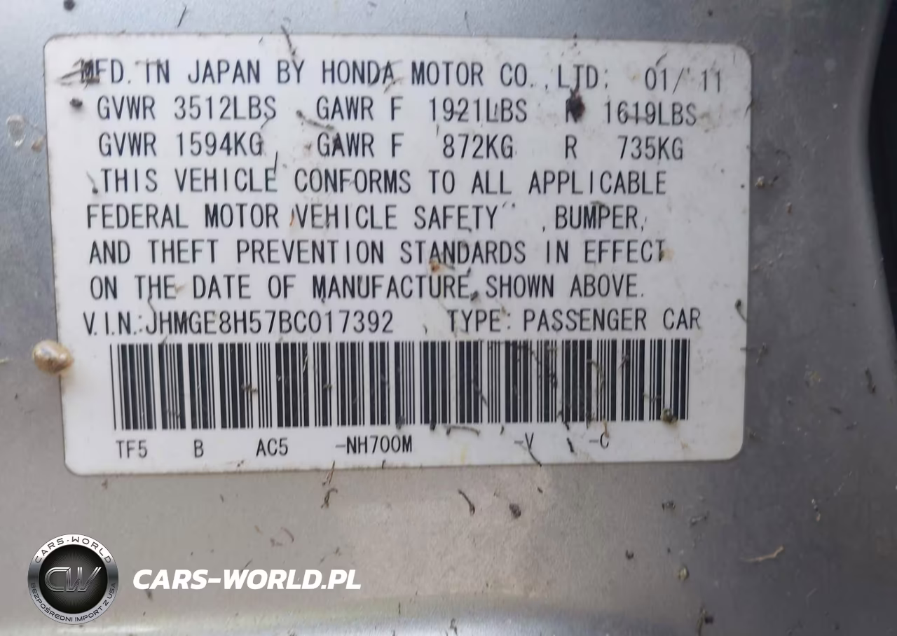 2011 Honda Fit Sport VIN:JHMGE8H57BC017392 - 9