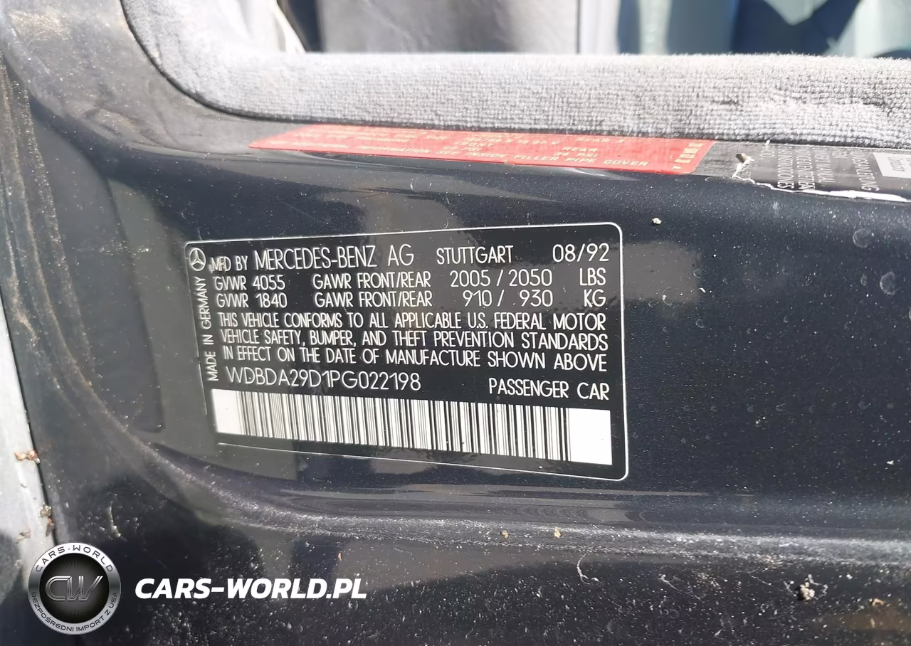 1993 Mercedes-Benz 190 E 2.6 VIN:WDBDA29D1PG022198 - 9