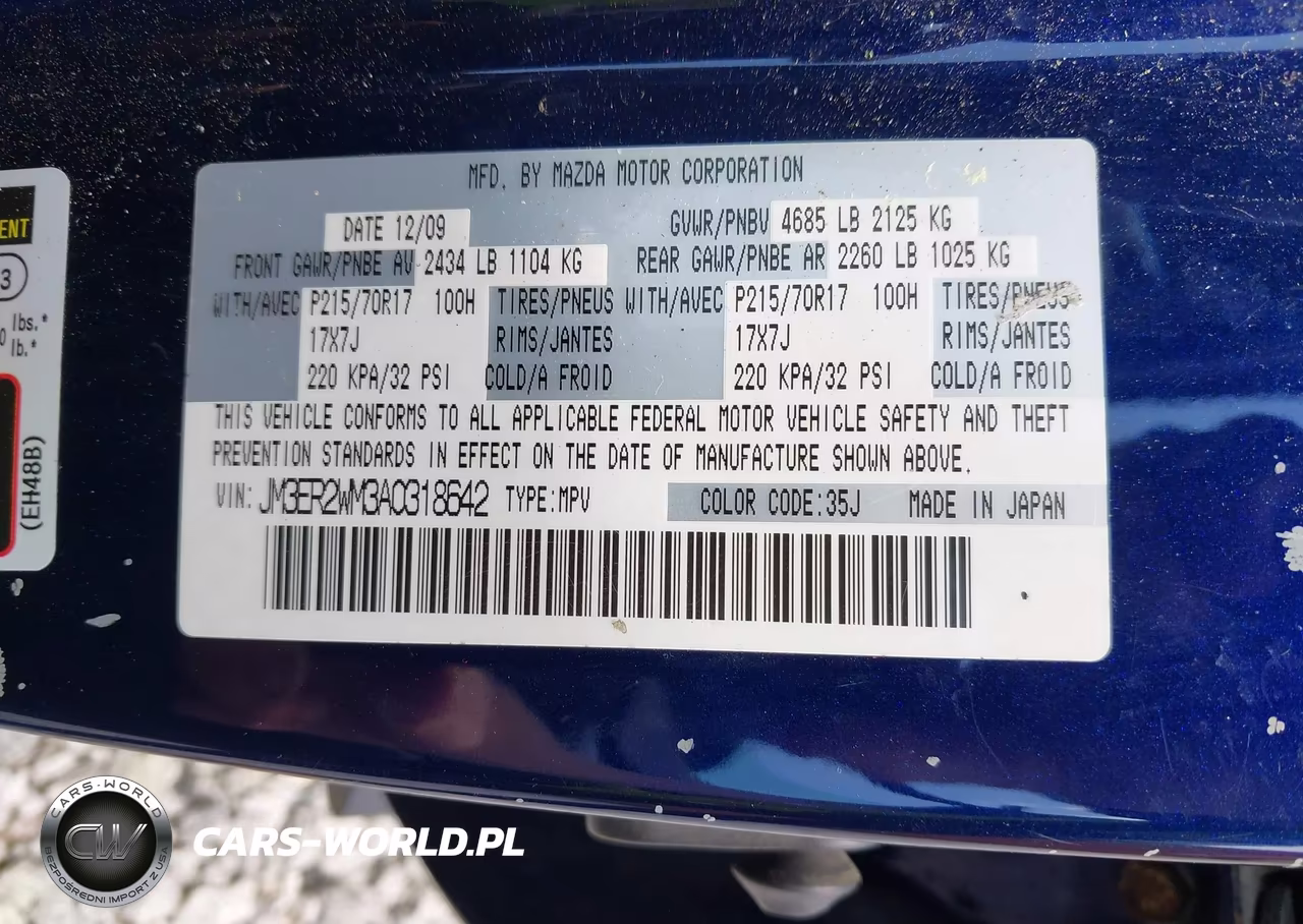 2010 Mazda Cx-7 I Sport VIN:JM3ER2WM3A0318642 - 9