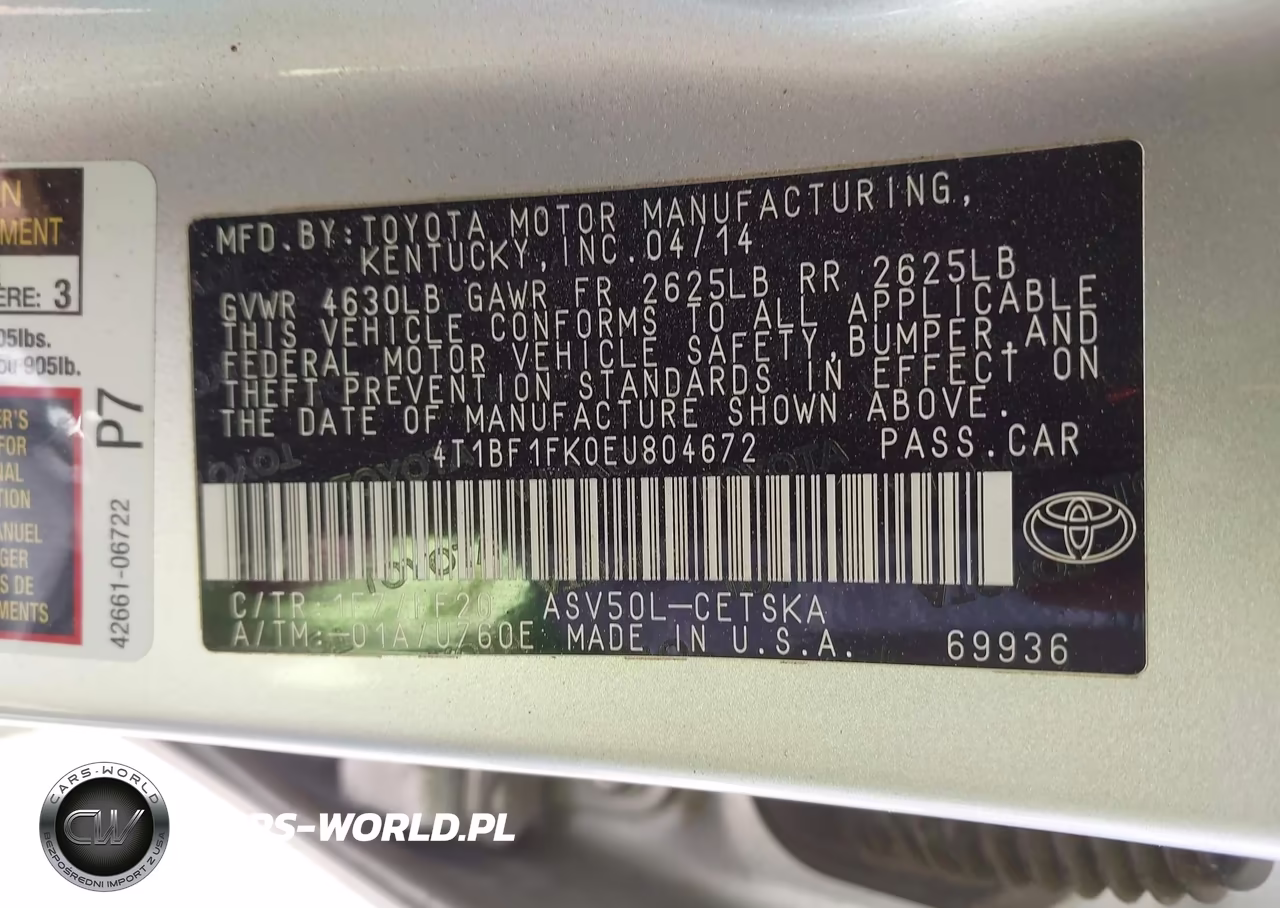 2014 Toyota Camry Se VIN:4T1BF1FK0EU804672 - 9