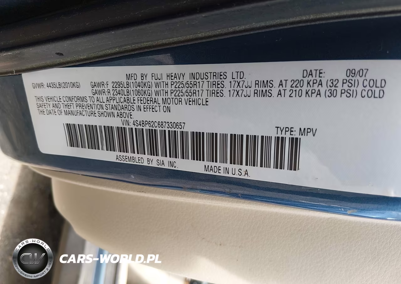 2008 Subaru Outback (Natl) 2.5I Limited L.l. Bean Edition-Ltd-Ltd Ll Bean W-Nav-Ltd W-Vdc VIN:4S4BP62C687330657 - 9