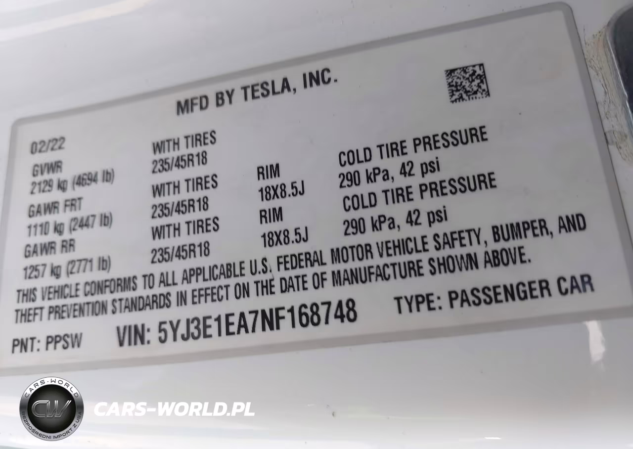 2022 Tesla Model 3 Rear-Wheel Drive VIN:5YJ3E1EA7NF168748 - 9