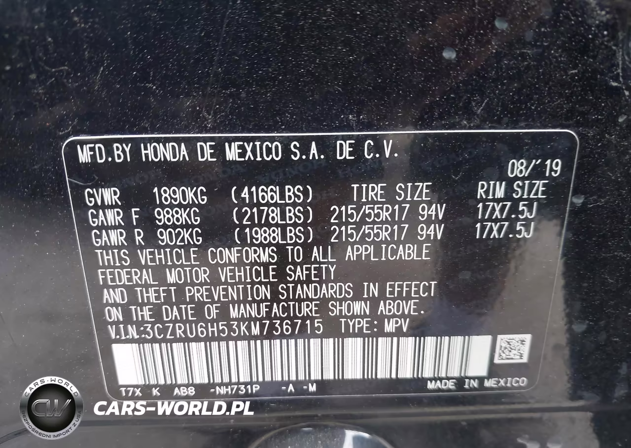 2019 Honda Hr-V Ex VIN:3CZRU6H53KM736715 - 9