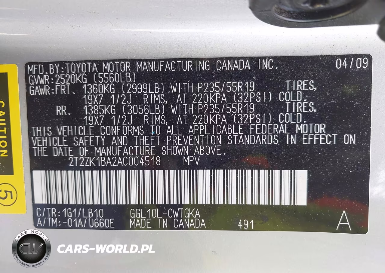 2010 Lexus Rx 350 VIN:2T2ZK1BA2AC004518 - 9
