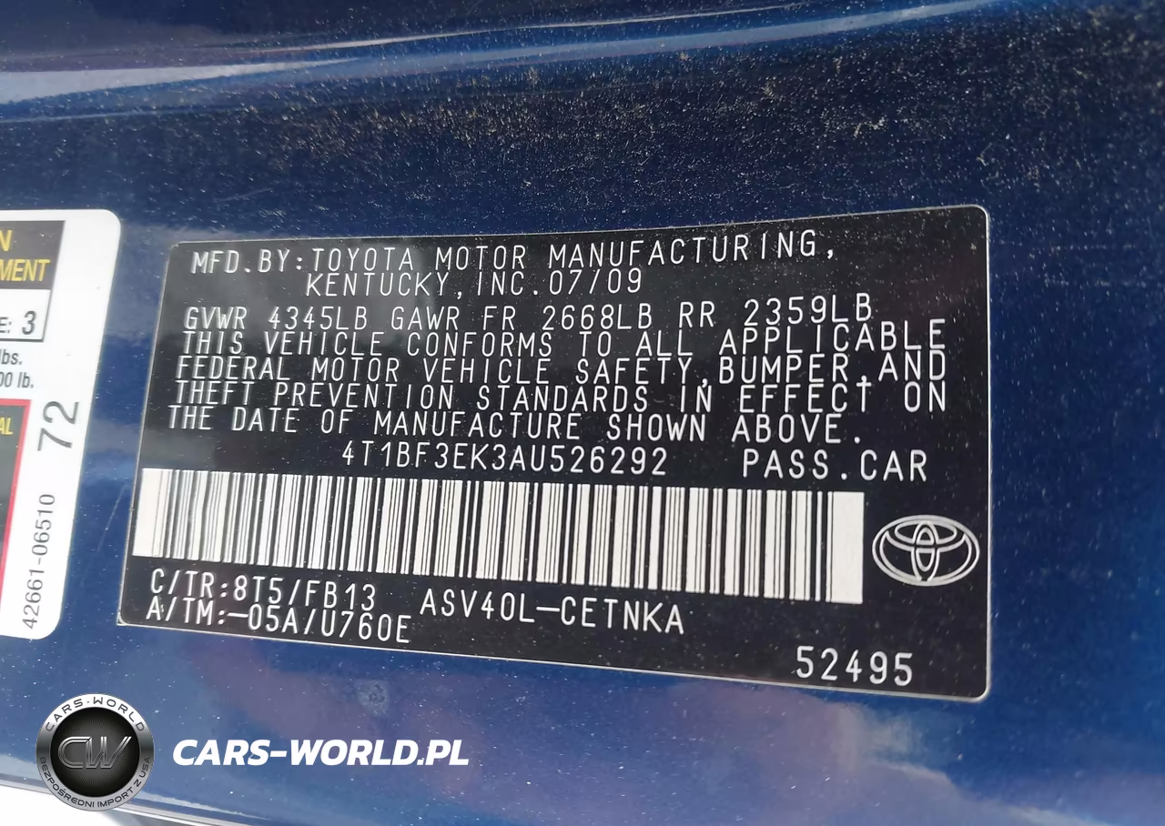 2010 Toyota Camry Le VIN:4T1BF3EK3AU526292 - 9