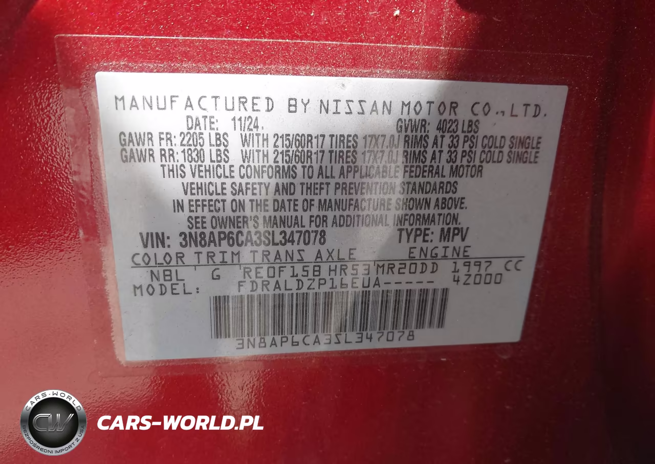 2025 Nissan Kicks Sv Fwd VIN:3N8AP6CA3SL347078 - 9