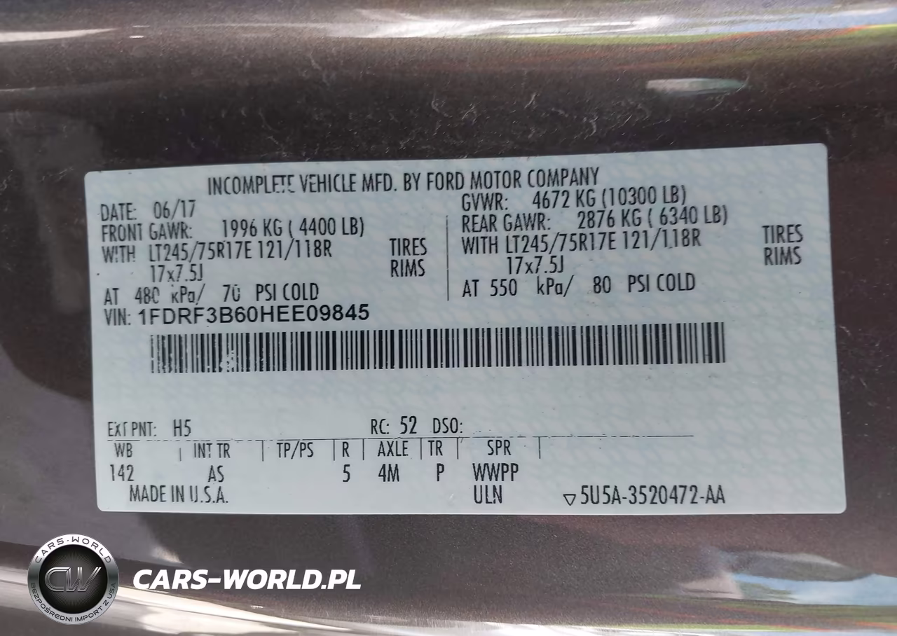 2017 Ford F-350 Xl VIN:1FDRF3B60HEE09845 - 9