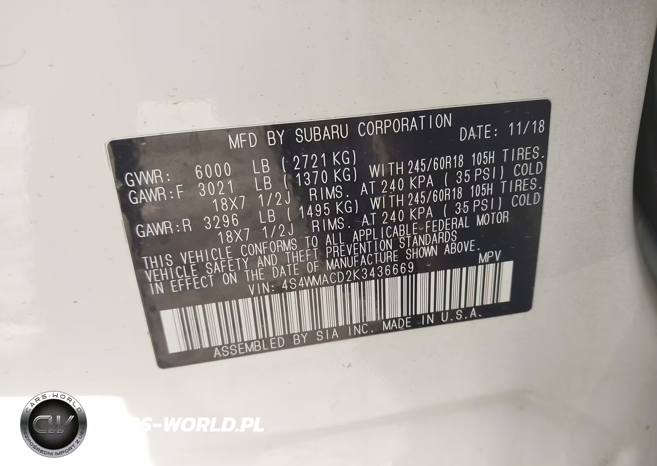 2019 Subaru Ascent Premium VIN:4S4WMACD2K3436669 - 9