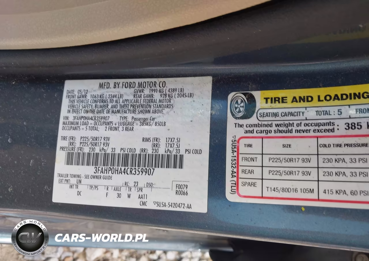 2012 Ford Fusion Se VIN:3FAHP0HA4CR359907 - 9