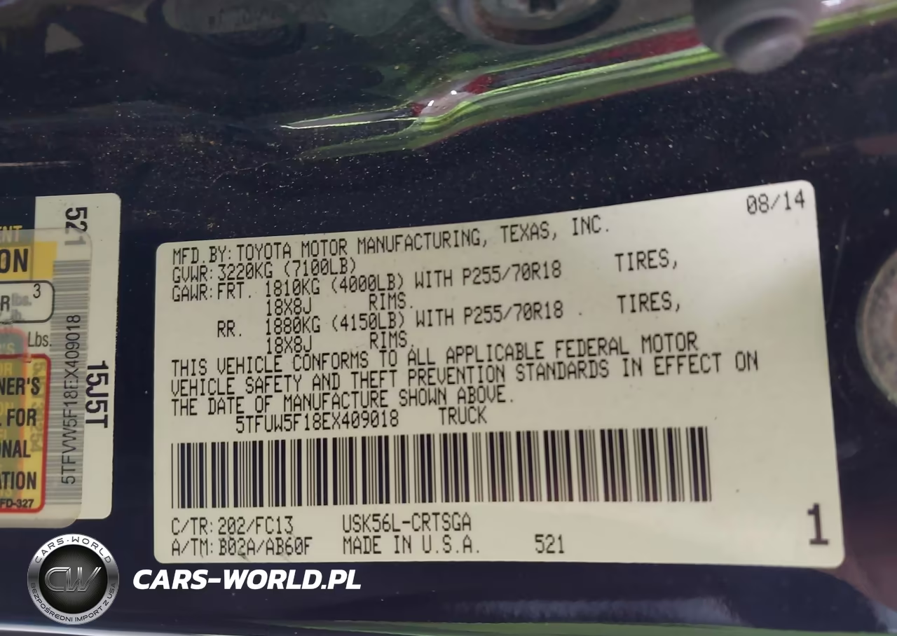 2014 Toyota Tundra Sr5 5.7L V8 VIN:5TFUW5F18EX409018 - 9