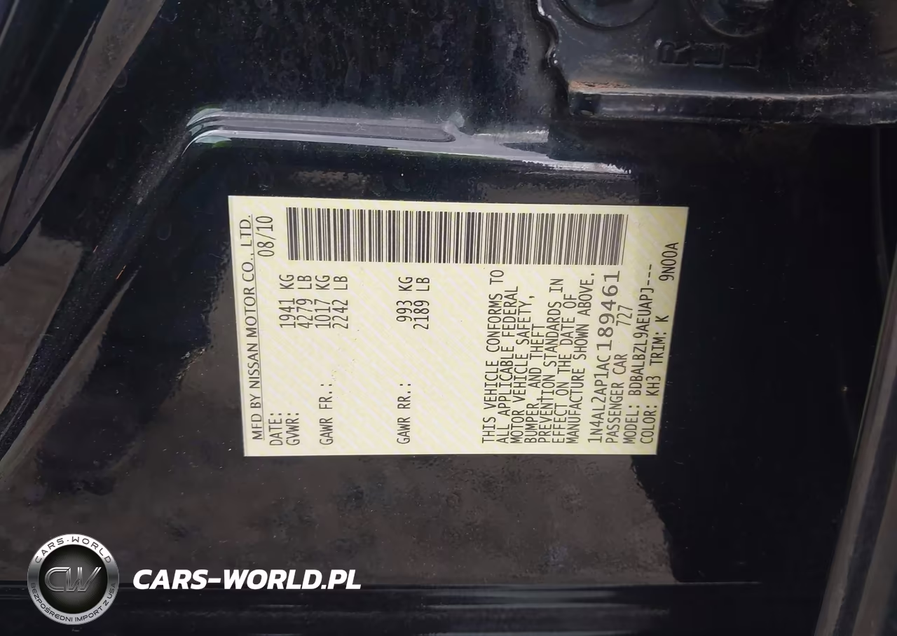 2010 Nissan Altima 2.5 S VIN:1N4AL2AP1AC189461 - 9