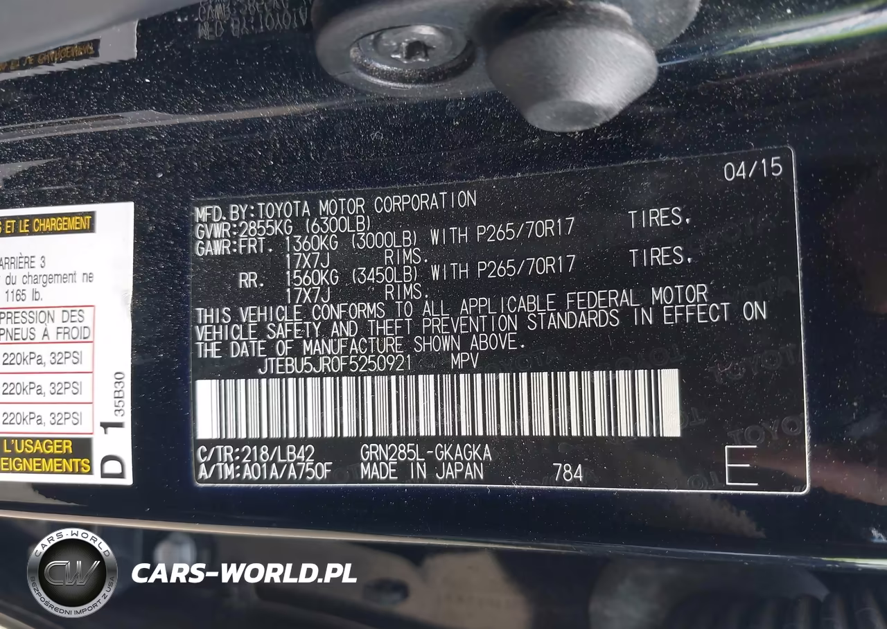 2015 Toyota 4Runner Sr5 Premium VIN:JTEBU5JR0F5250921 - 9