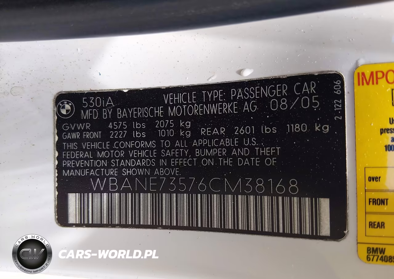 2006 BMW 530I VIN:WBANE73576CM38168 - 9