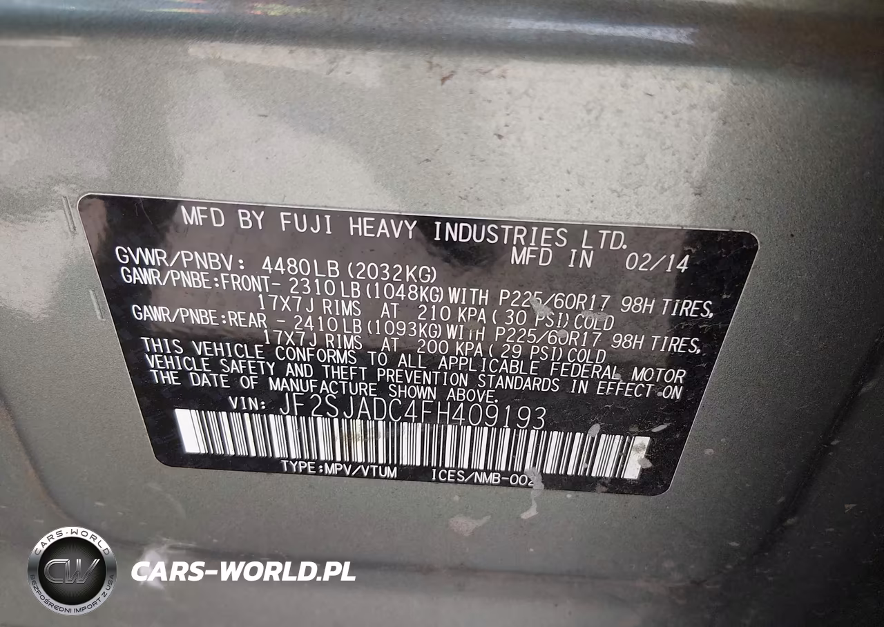 2015 Subaru Forester 2.5I Premium VIN:JF2SJADC4FH409193 - 9