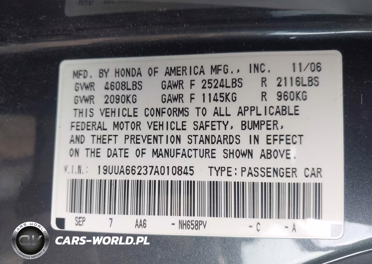 2007 Acura Tl 3.2 VIN:19UUA66237A010845 - 9