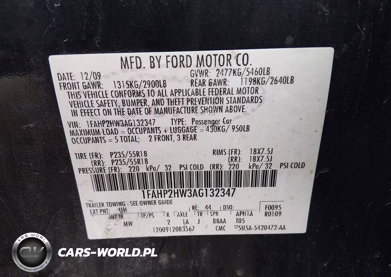 2010 Ford Taurus Sel VIN:1FAHP2HW3AG132347 - 9