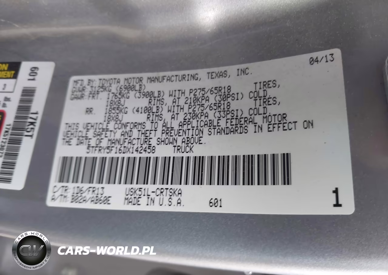 2013 Toyota Tundra Grade 5.7L V8 VIN:5TFRY5F16DX142458 - 9