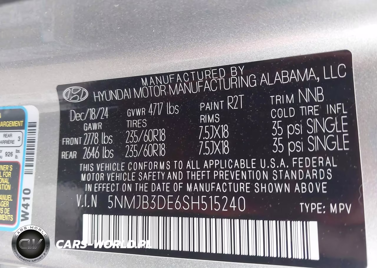 2025 Hyundai Tucson Sel VIN:5NMJB3DE6SH515240 - 9