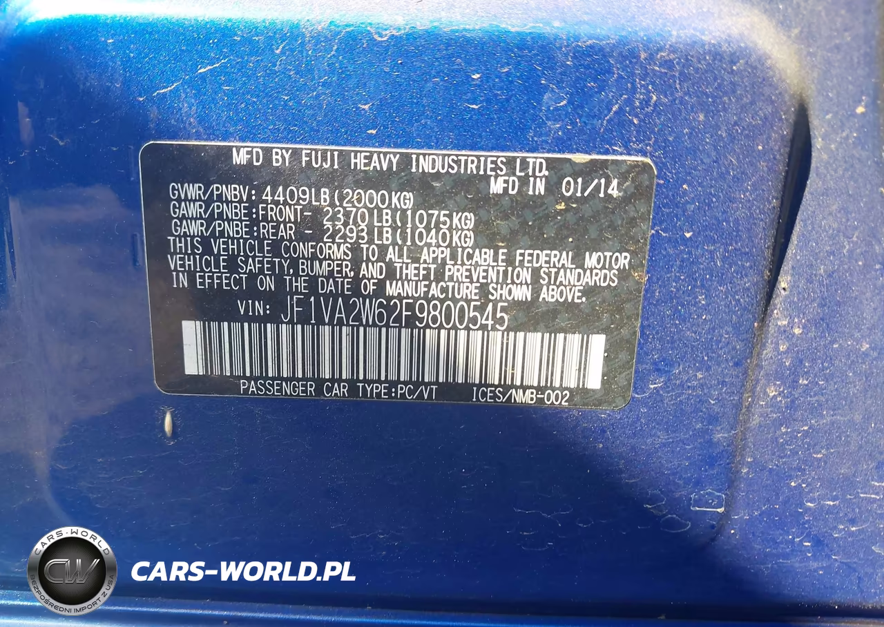 2015 Subaru Wrx Sti Launch Edition VIN:JF1VA2W62F9800545 - 9