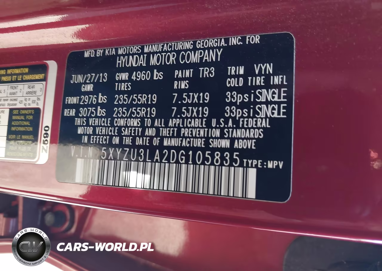 2013 Hyundai Santa Fe Sport 2.0T VIN:5XYZU3LA2DG105835 - 9