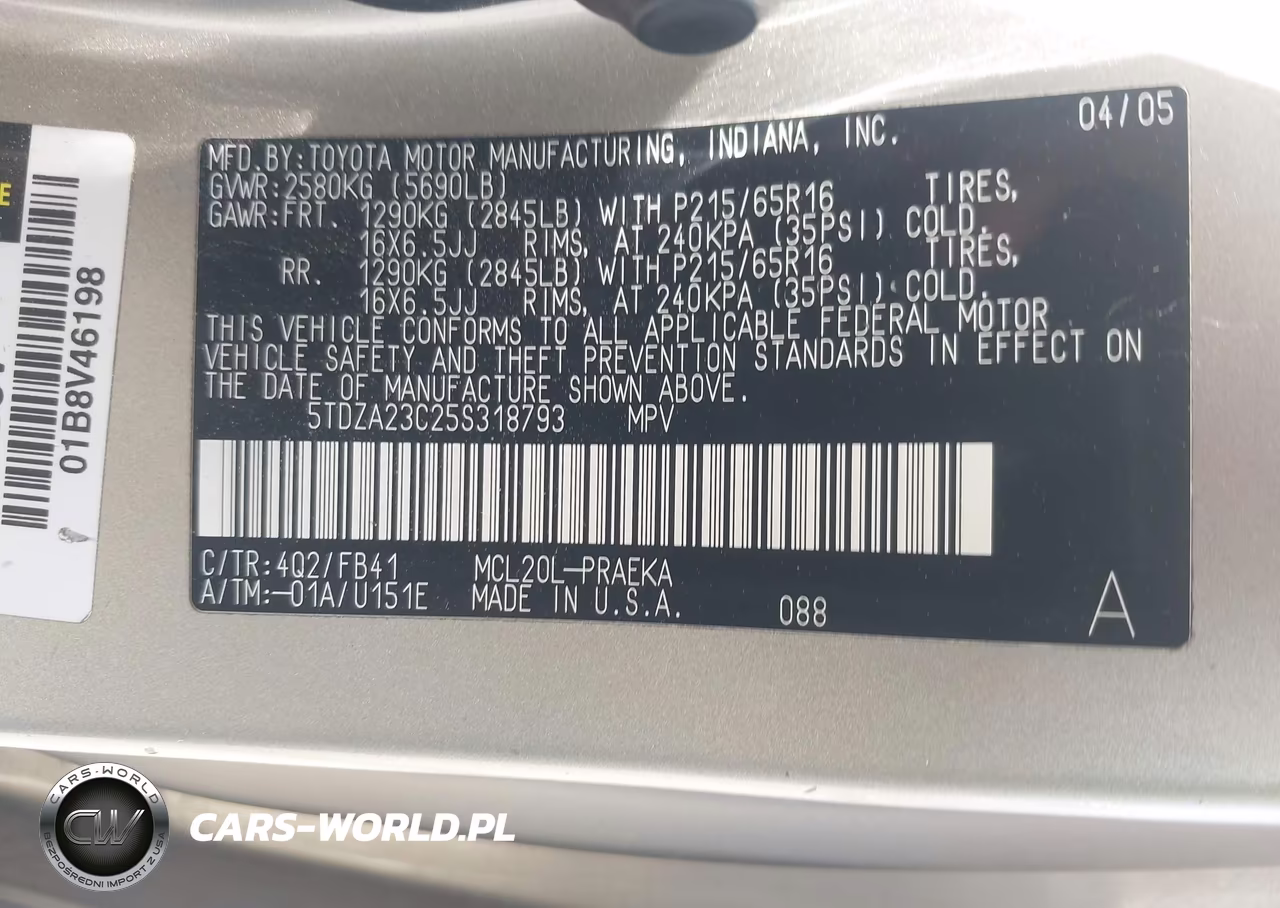2005 Toyota Sienna Le VIN:5TDZA23C25S318793 - 9