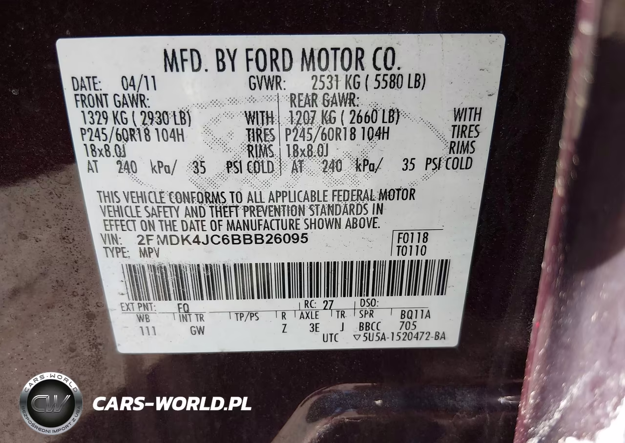 2011 Ford Edge Sel VIN:2FMDK4JC6BBB26095 - 9