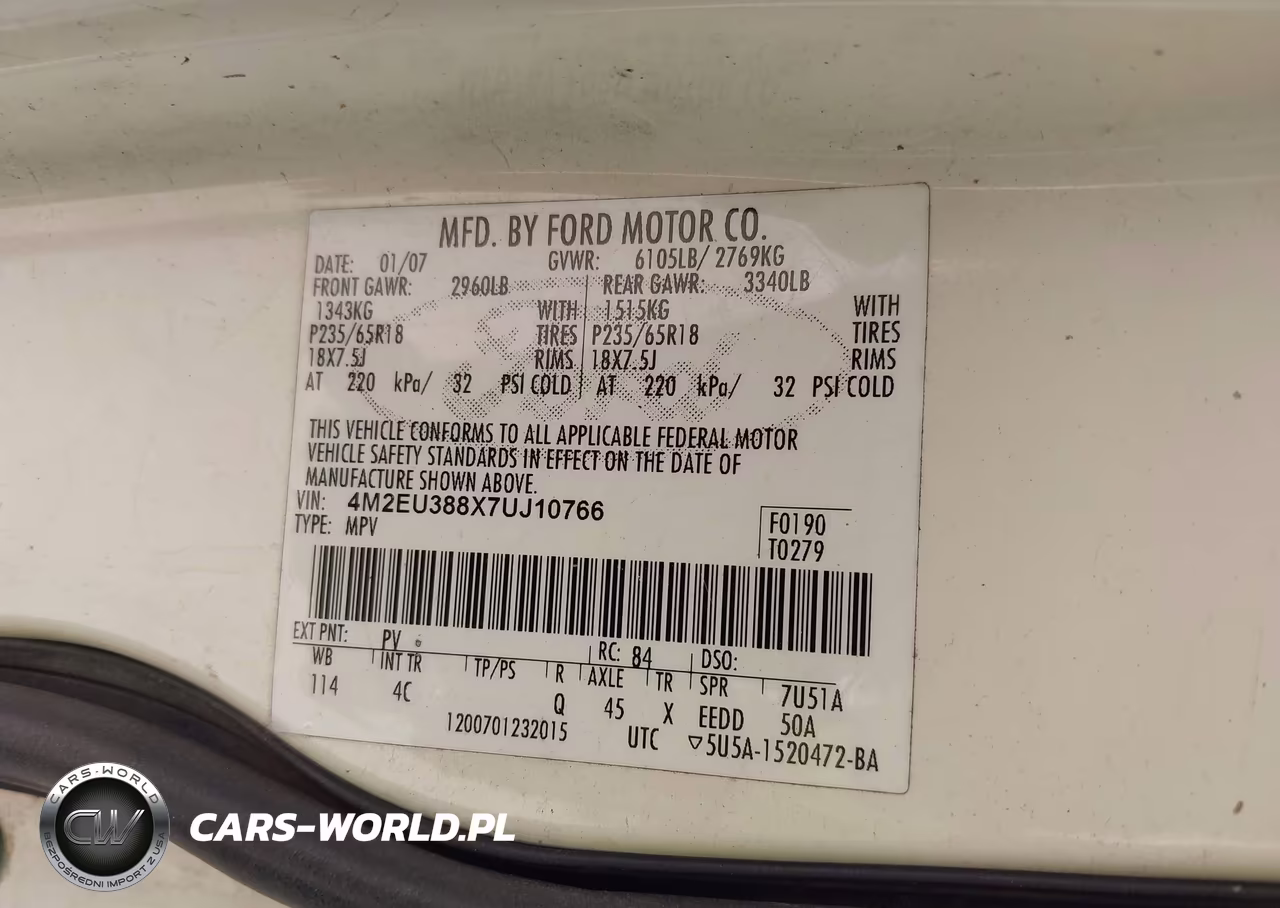 2007 Mercury Mountaineer Premier VIN:4M2EU388X7UJ10766 - 9