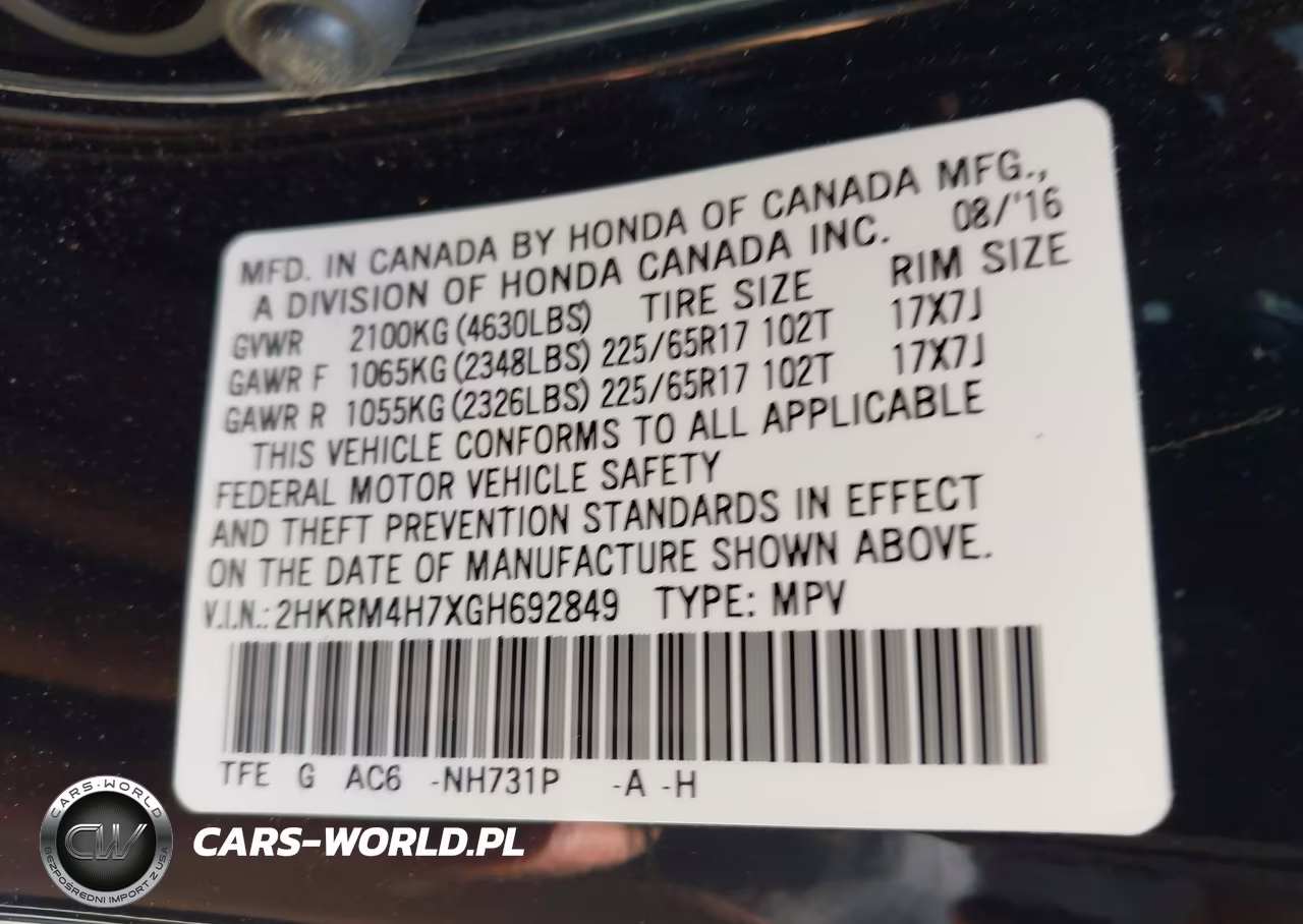 2016 Honda Cr-V Ex-L VIN:2HKRM4H7XGH692849 - 9