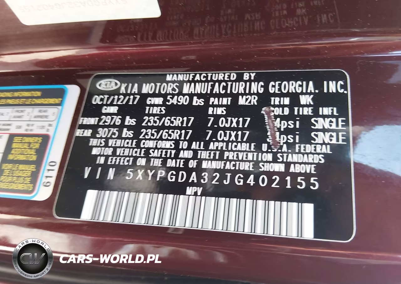 2018 Kia Sorento 2.4L Lx VIN:5XYPGDA32JG402155 - 9