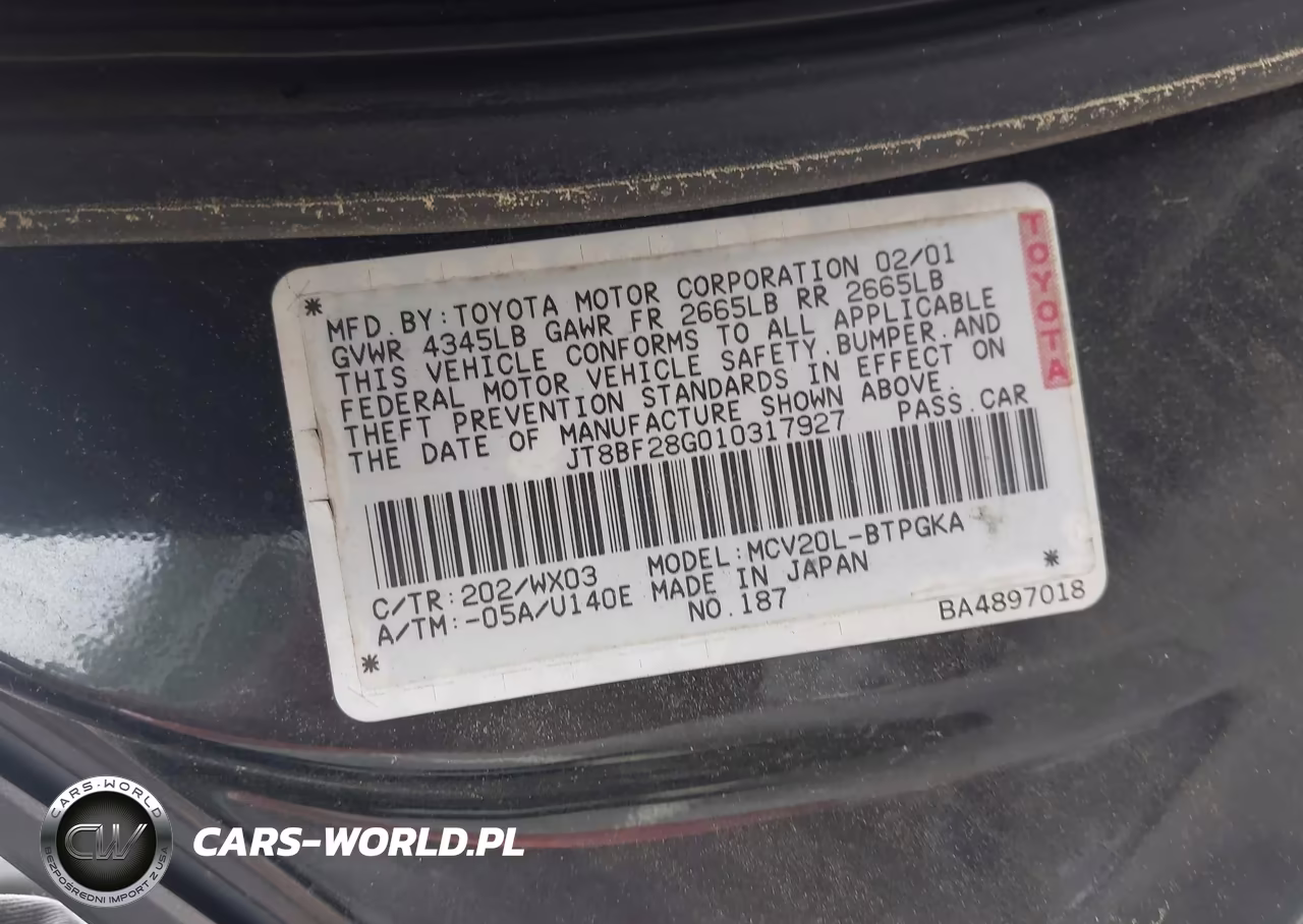 2001 Lexus Es 300 VIN:JT8BF28G010317927 - 9