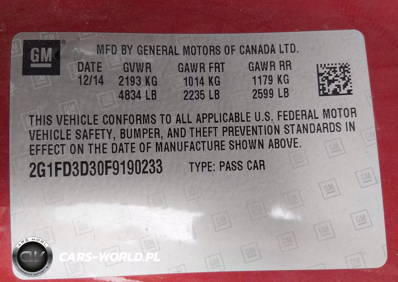 2015 Chevrolet Camaro 1Lt VIN:2G1FD3D30F9190233 - 9